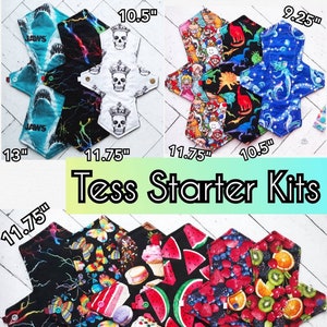 TESS | STARTER KIT - Trial Trios | You Pick All Cotton Woven Topper Prints! | Cloth Pad Semi Custom Set | 2.75" Snapped Width