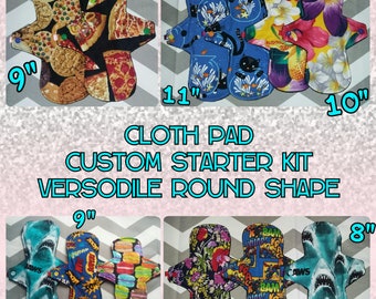 ROUND | STARTER KITS - Trial Trios / 1 Day Kits | You Pick All Cotton Woven Prints! | Semi Custom Cloth Pad Set // 2.75" Snapped Width