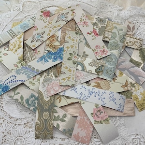 ゴージャスなフローラル ハンドメイド - ビンテージ壁紙 和紙ストリップ x 30+ (5 枚入り) 接着剤不要 - 改造本、ジャーナル、ミックス メディア用...
