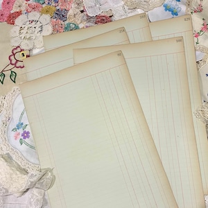 Vintage UNBENUTZTE - LEDGER PAGES aus den 1910er Jahren - Authentische, originale, nummerierte und massive Seiten - bereit für Ihren kreativen Funken *