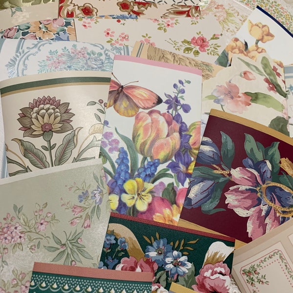 Antique & Vintage FLORAL WALLPAPER PACKS - 30 x pieces - (A5 size pack) - gorgeous colours, and beautiful textures - spark your creativity*