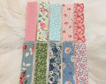 Handmade FABRIC WASHI TAPE - Gorgeous Pinks & Blues - Floral prints - (pack #1)