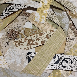 ゴージャスなニュートラルハンドメイド - ヴィンテージ壁紙和紙ストリップ x 30+ (3#パック) - 接着剤不要 - 改造本、ジャーナル、ミックスメディア用
