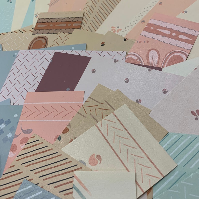 massive 50 PASTELS /& NEUTRALS in geometric patterns Vintage WALLPAPER scrap pack 1970s