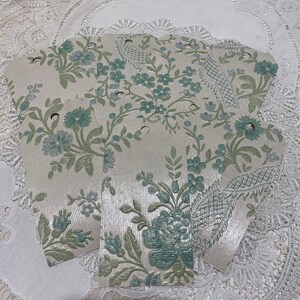 Etiquetas de papel tapiz vintage 10 x - Impresionantemente hermosas en relieve - Etiquetas con estampado FLORAL AZUL Y VERDE, ideales para diarios basura, regalos, etc.