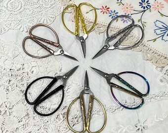 Beautiful Vintage style EMBROIDERY SCISSORS with a Phoenix on the tear drop handles - super comfortable small Scissors