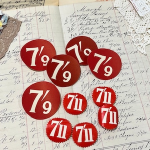 Etiquetas de preço vermelhas vintage autênticas