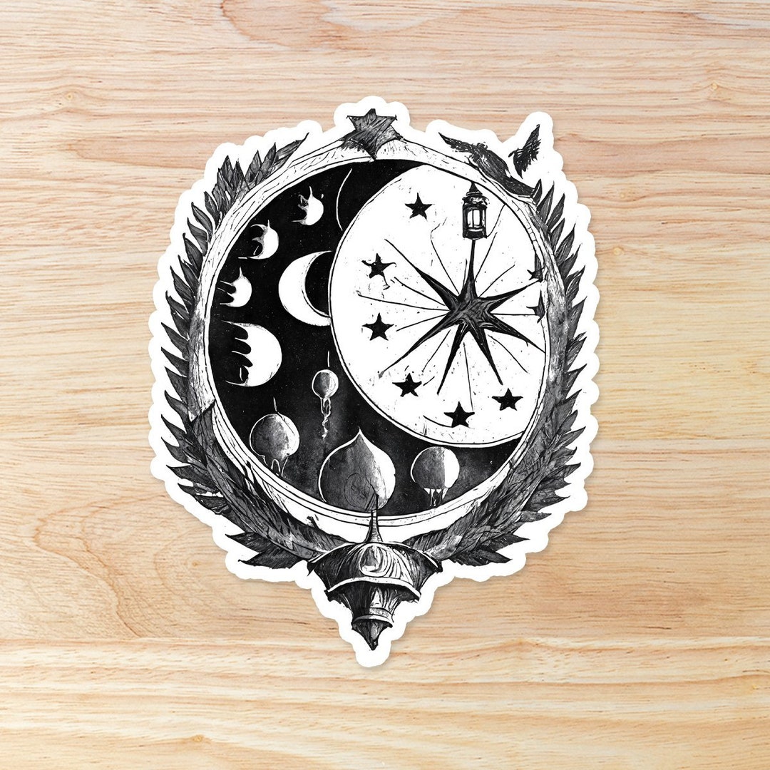 Black and White Sticker, Hand Drawn, Stars and Moon Sticker Etsy