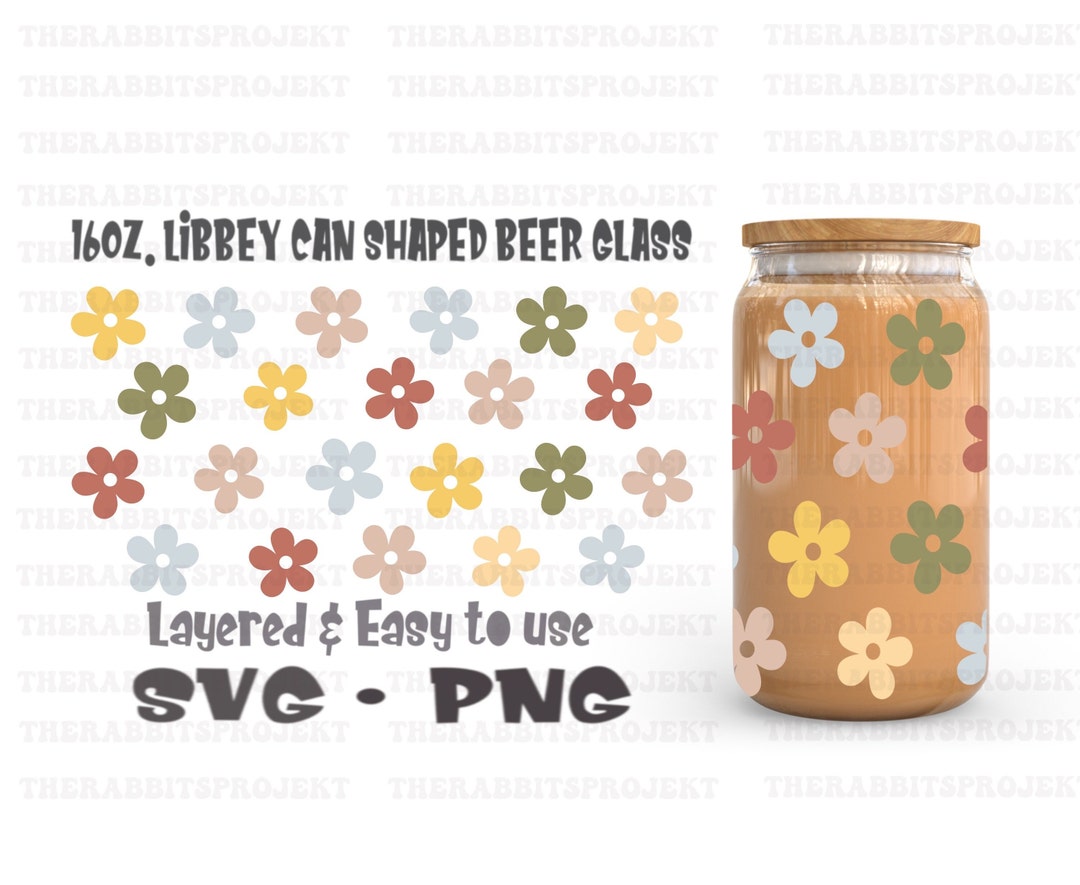Retro Daisy Flower Libbey 16oz Can Glass Svg Digital Download - Etsy