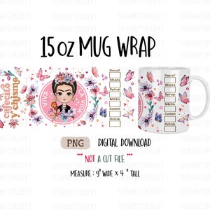 viva La Vida 15oz taza Png diseño de sublimación descarga digital / Sublimación de mariposas / sublimación de flores / png Sublimación Descargar