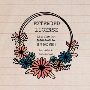 Uitgebreide commerciële licentie | Eén licentie voor alle ontwerpen tot 1.000 verkopen Eén licentie dekt alle ontwerpen uit onze winkel