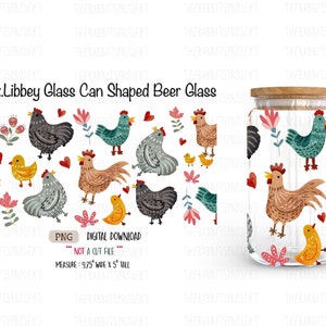 Watercolor Rise And Shine Mothercluckers - 16 oz Libbey Glass Can Tumbler Sublimation Design - Instant Digital Download PNG - chicken Hens