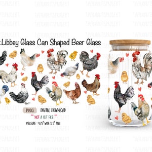 Watercolor Rise And Shine Mothercluckers - 16 oz Libbey Glass Can Tumbler Sublimation Design  Hens chicken png Instant Digital  Download PNG