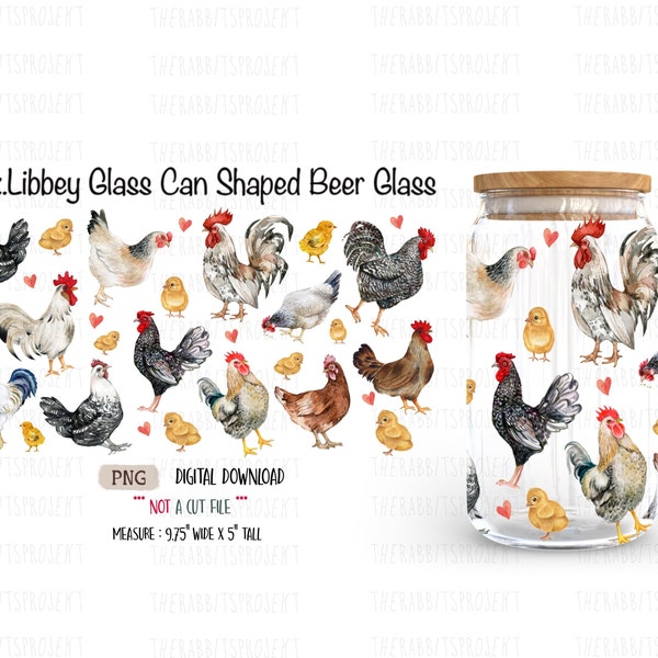 Watercolor Rise And Shine Mothercluckers - 16 oz Libbey Glass Can Tumbler Sublimation Design  Hens chicken png Instant Digital  Download PNG
