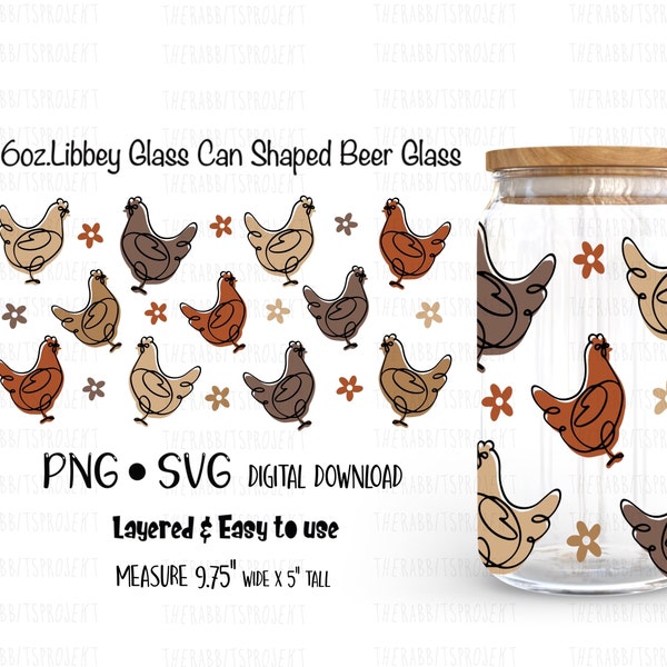 Rise And She Mothercluckers  16 oz Libbey Glass Can Tumbler | Hens cut files for Cricut  | Chickens PNG sublimation design download  Hen png