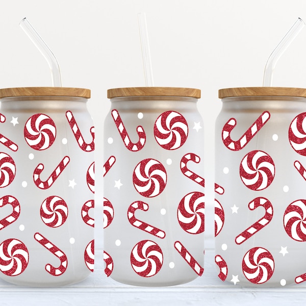 Candy cane Svg|Libb SVG|Pepper Mint Candy SVG|Christmas Libbey Glass Can Svg |Libbey Glass Winter Svg |Beer Can Glass Wrap|Winter Sweets Svg