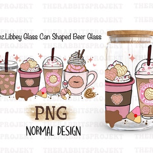 Cafecito y Chisme 16oz Can Glass | Hand Drawn Mexican Concha Sublimate Pan Dulce PNG Libbey Beer Glass Can PNG Sublimation Digital Download