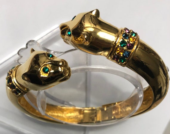 Vintage Joan Rivers Double Panther Rhinestone Bang