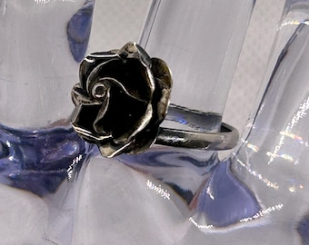 Estate 925 Mexico Sterling Silver Rose Ring