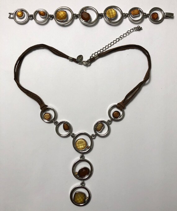 Estate Lia Sophia Yellow and Brown Necklace & Link