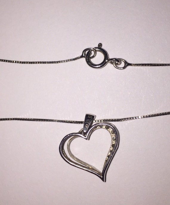 Estate 925 Diamond Heart Necklace - image 2