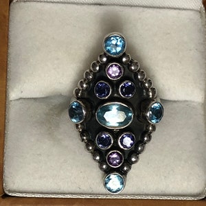 Nicky Butler Silver Multi Gemstone Ring Sz 6