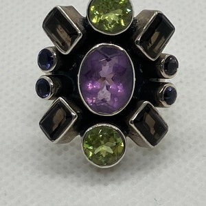 Nicky Butler Silver Multi Gemstone Ring Sz 6
