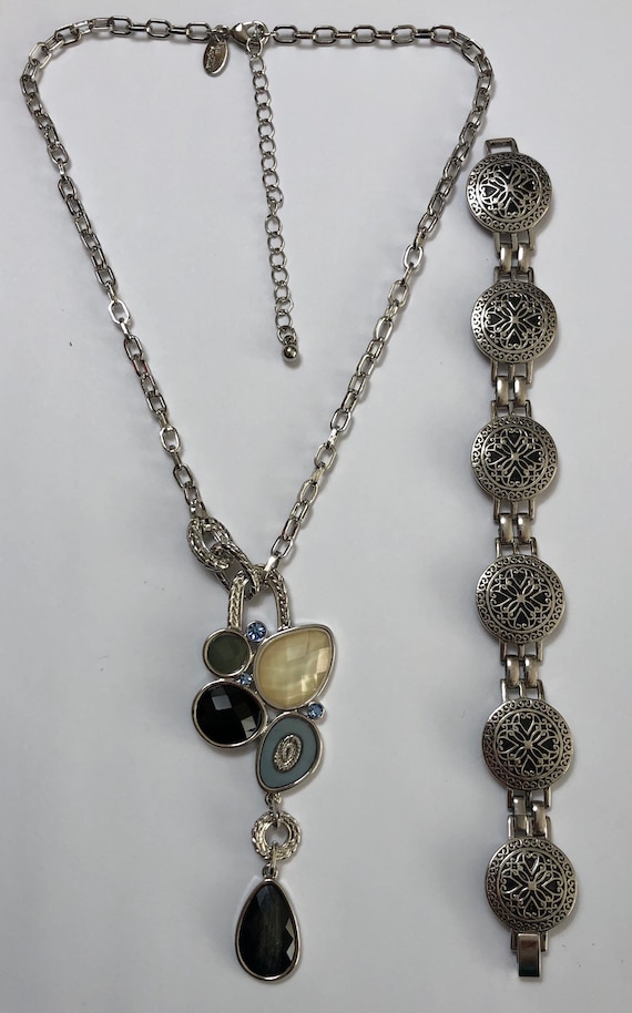 New Retired Lia Sophia QUEUE Tiered Teal Enamel Cut Crystal Pendant Necklace  | eBay