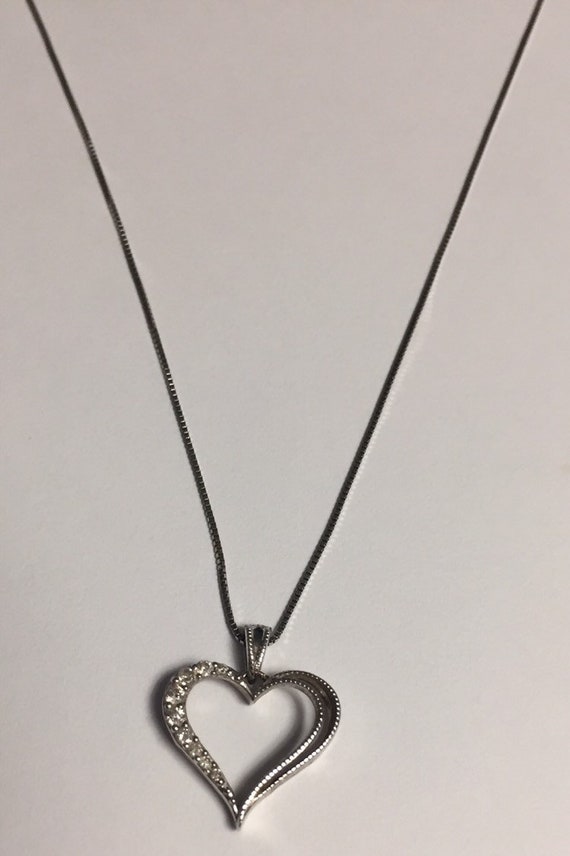 Estate 925 Diamond Heart Necklace - image 3
