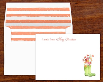 Custom Personalized Stationery | Thank You Notes | Stationary with Lined Envelopes | Monogram Note Cards | Set of 10 | Gift for Gardener