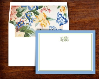 Custom Monogram Thank You Notes with Lined Envelopes | Personalized Stationery Set | Set of 10 | Correspondence Cards | Antique Floral