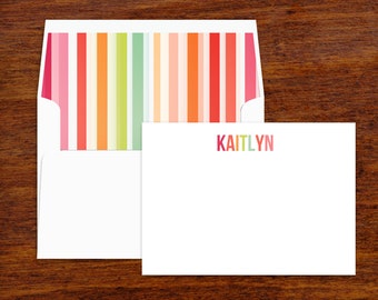 Personalized Stationery Set | Colorful Lined Envelopes, Set of 10