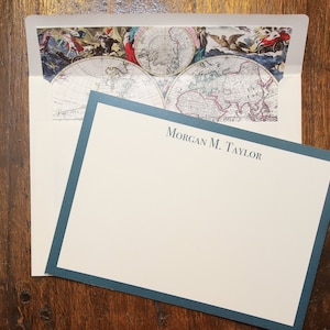 Cartes de correspondance personnalisées monogramme carte vintage avec enveloppes lignées