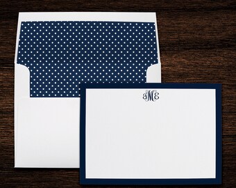 Personalized Stationery Thank You Note Cards with Lined Envelopes Blue Polka Dot Ladies Girls Teens