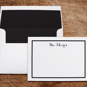 Cartes de notes de papeterie personnalisées familiales | Ensemble de 10 | Enveloppes doublées | Notes de remerciement minimalistes | Impression de l'adresse de retour disponible