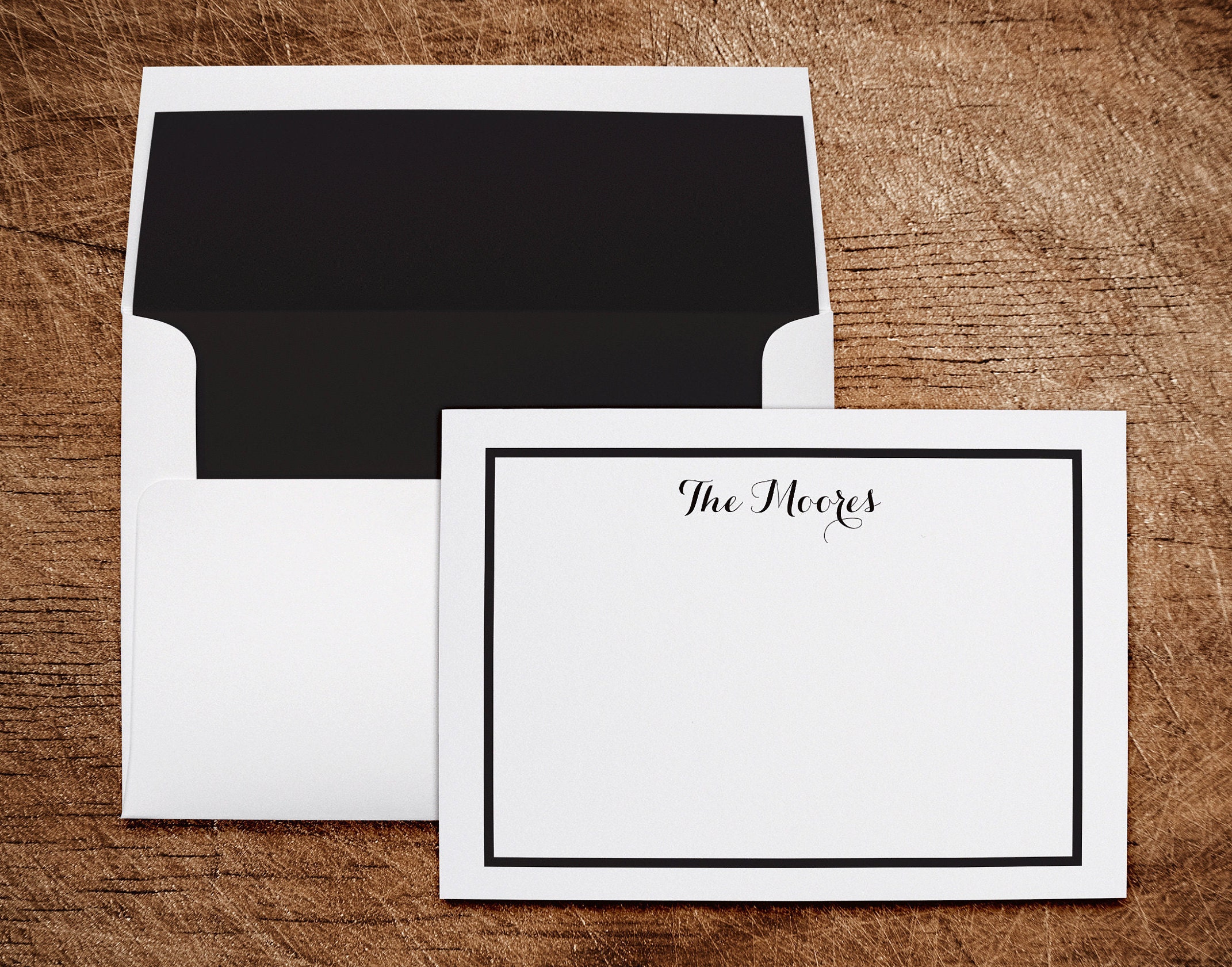 Family Personalized Stationery Note Cards Lined Envelopes Etsy
