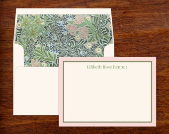 Custom Stationery Personalized | Set of 10 Note Cards with Lined Envelopes | Thank You Notes | Correspondence Cards | William Morris Print