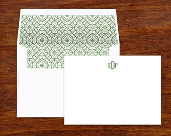 Monogrammed Stationery Set | Chinese Chipendale | Lined Envelopes