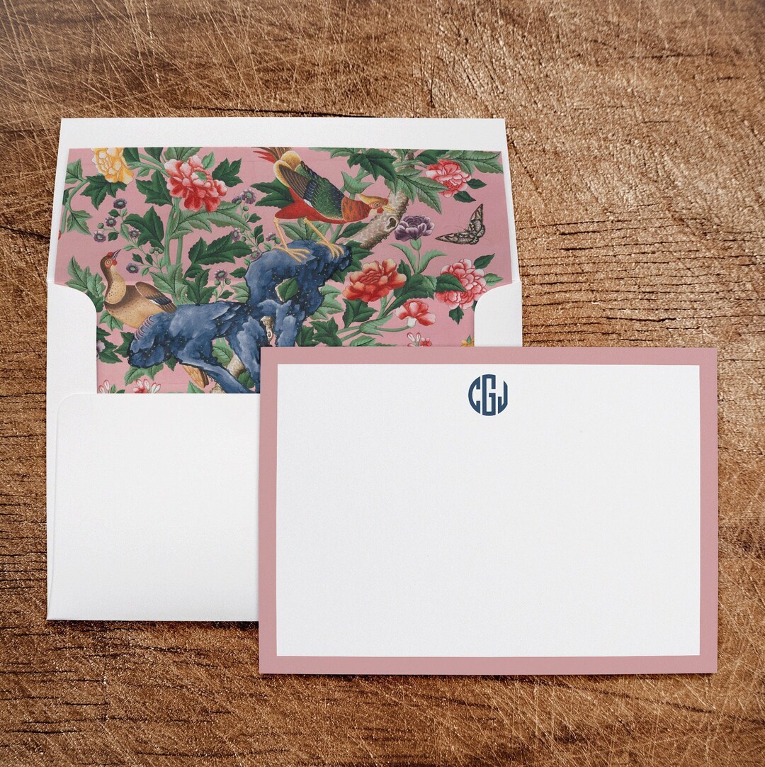 Monogram Personalized Stationery Thank You Note Cards With Lined ...