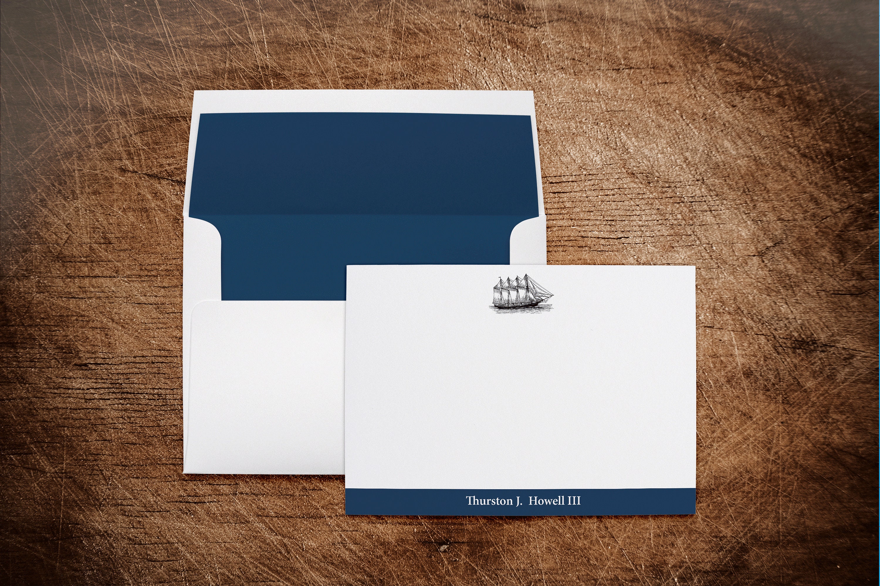 Navy Blue Mens Boys Personalized Stationery Note Cards Antique - Etsy