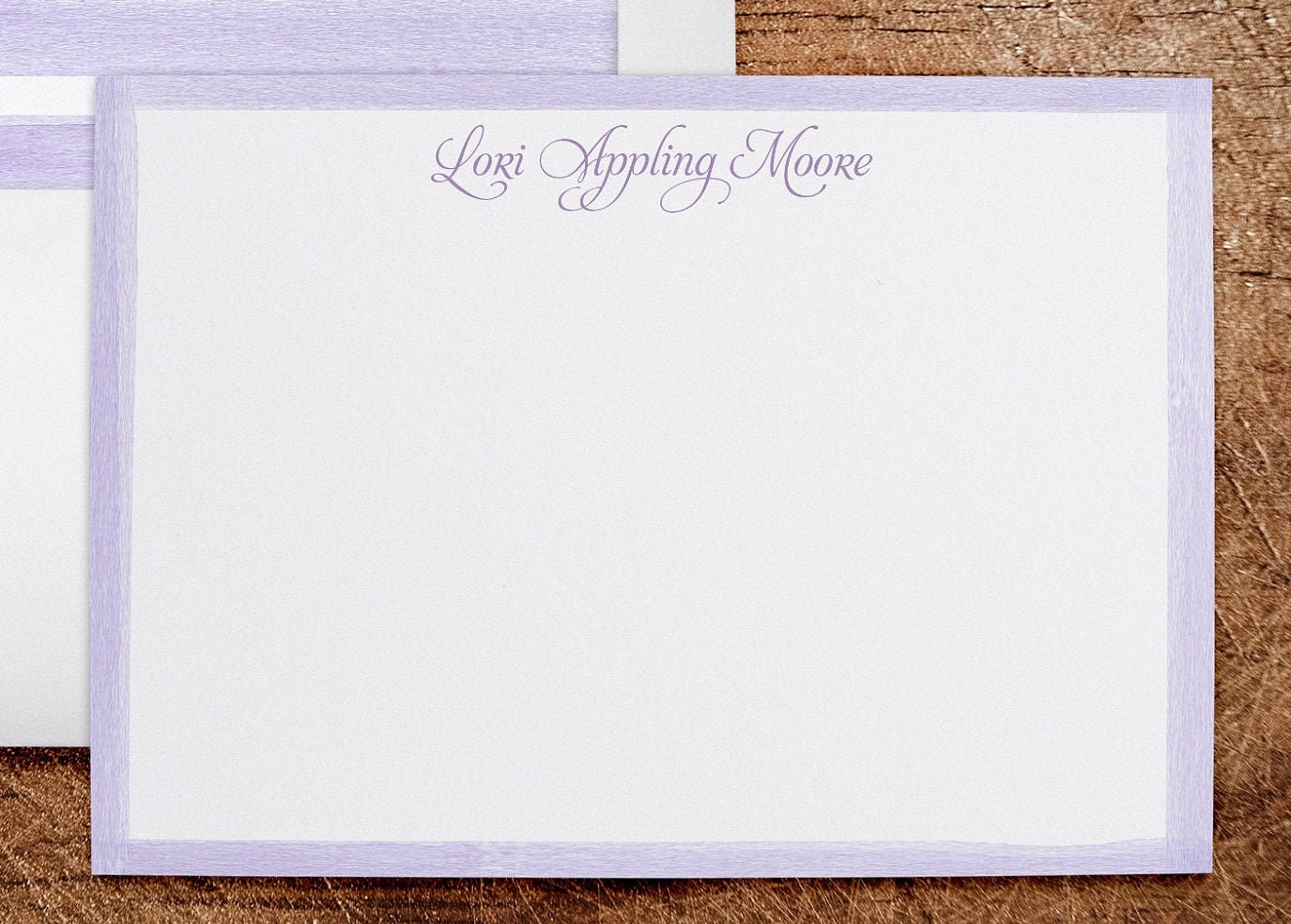 Personalized Stationery Note Cards With Lined Envelopes Purple Lavender ...