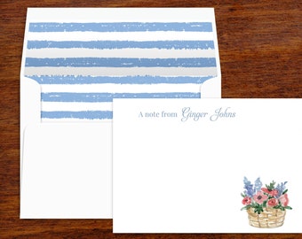 Custom Personalized Stationery | Thank You Notes | Stationary Set with Lined Envelopes | Monogram Note Cards | Set of 10 | Gift for Gardener