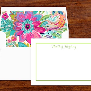 Papeterie personnalisée florale | de correspondance avec enveloppes lignées | de remerciement personnalisé | Fleurs | Impression de l'adresse de retour disponible