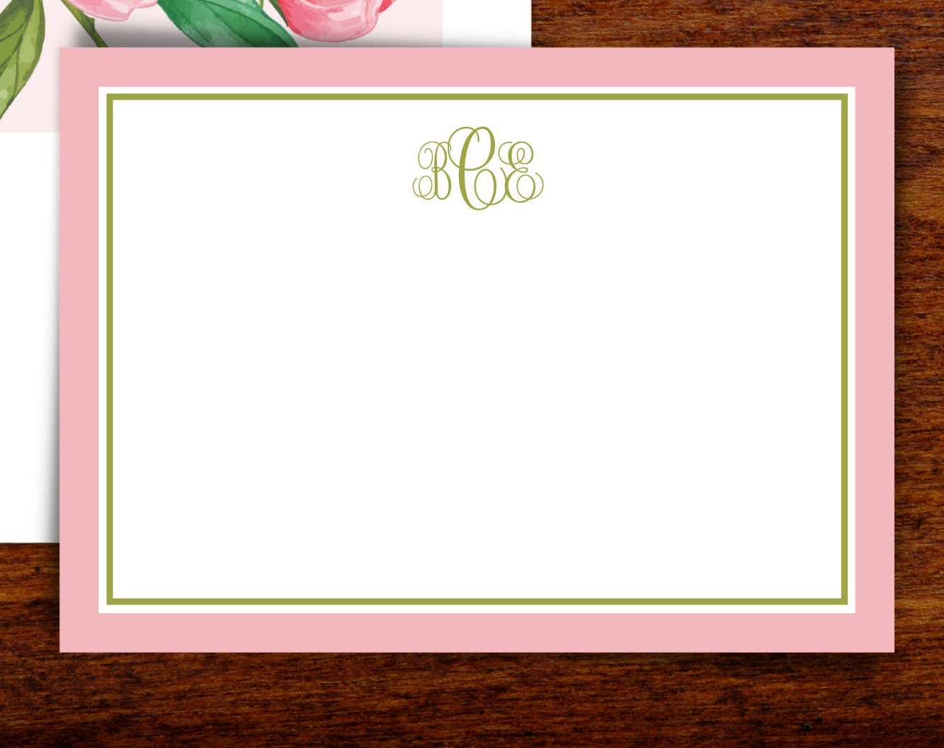 Pink Floral Personalized Stationery Thank You Note Cards With Lined ...