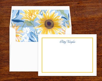 Sunflower Personalized Stationery Set | Lined Envelopes