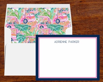Tropical Golf Stationery Set | Personalized Note Cards, Island Pattern (Set of 10)