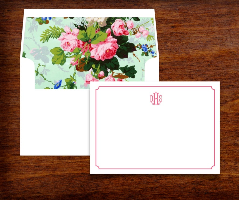 Monogram Personalized Stationery Note Card Set With Matching | Etsy