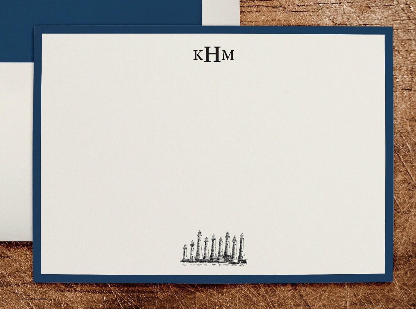 Navy Blue Mens Boys Personalized Stationery Note Cards Antique ...