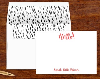 Custom Personalized Stationery Set | Thank You Notes | Stationary Set with Lined Envelopes | Note Cards | Set of 10 | Black and White