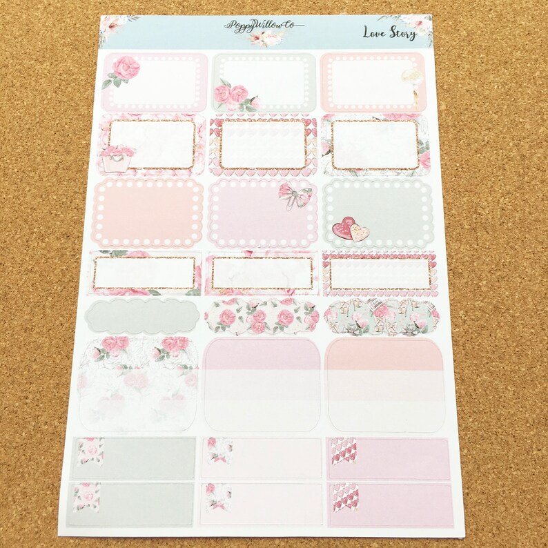 Love Story with Gold Foil ERIN CONDREN VERTICAL Weekly Decorative Sticker Set